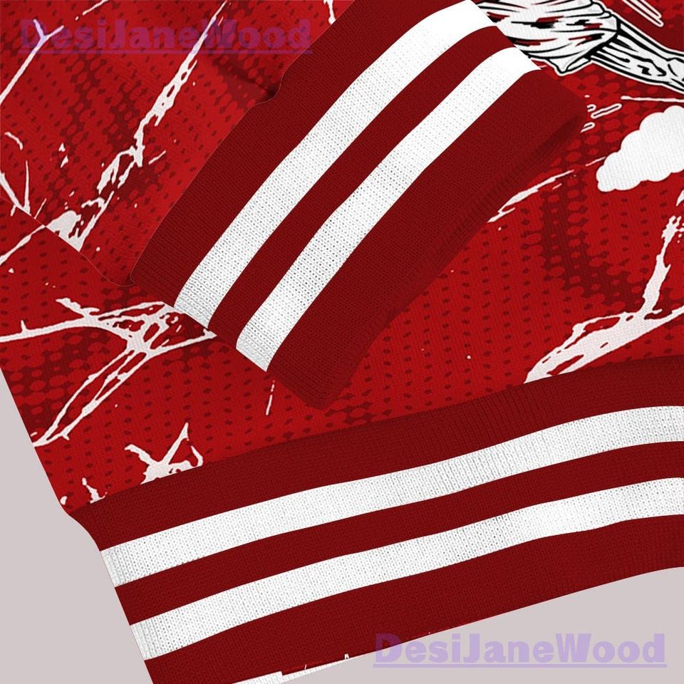 Dunkare Red Taxi 12s Varsity Jacket - Pose Skeleton Crack Varsity Jacket Unisex