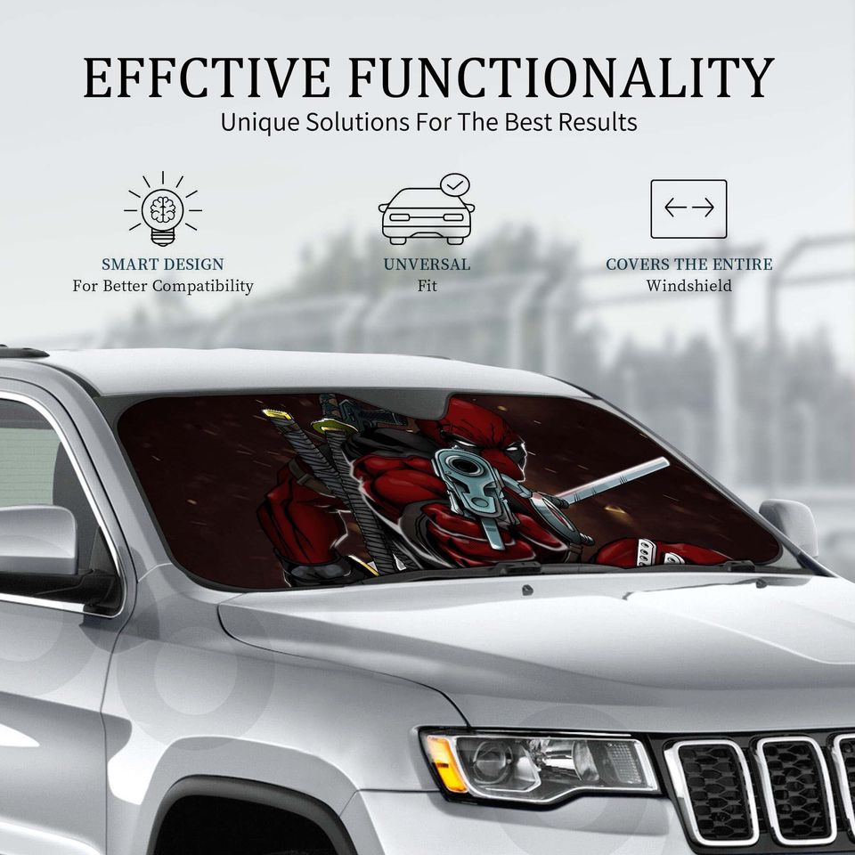 Deadpool Windshield Sun Visor, Windshield Visor, Car Glass Sun Visor, Gifts, Car Decoration, Accessories