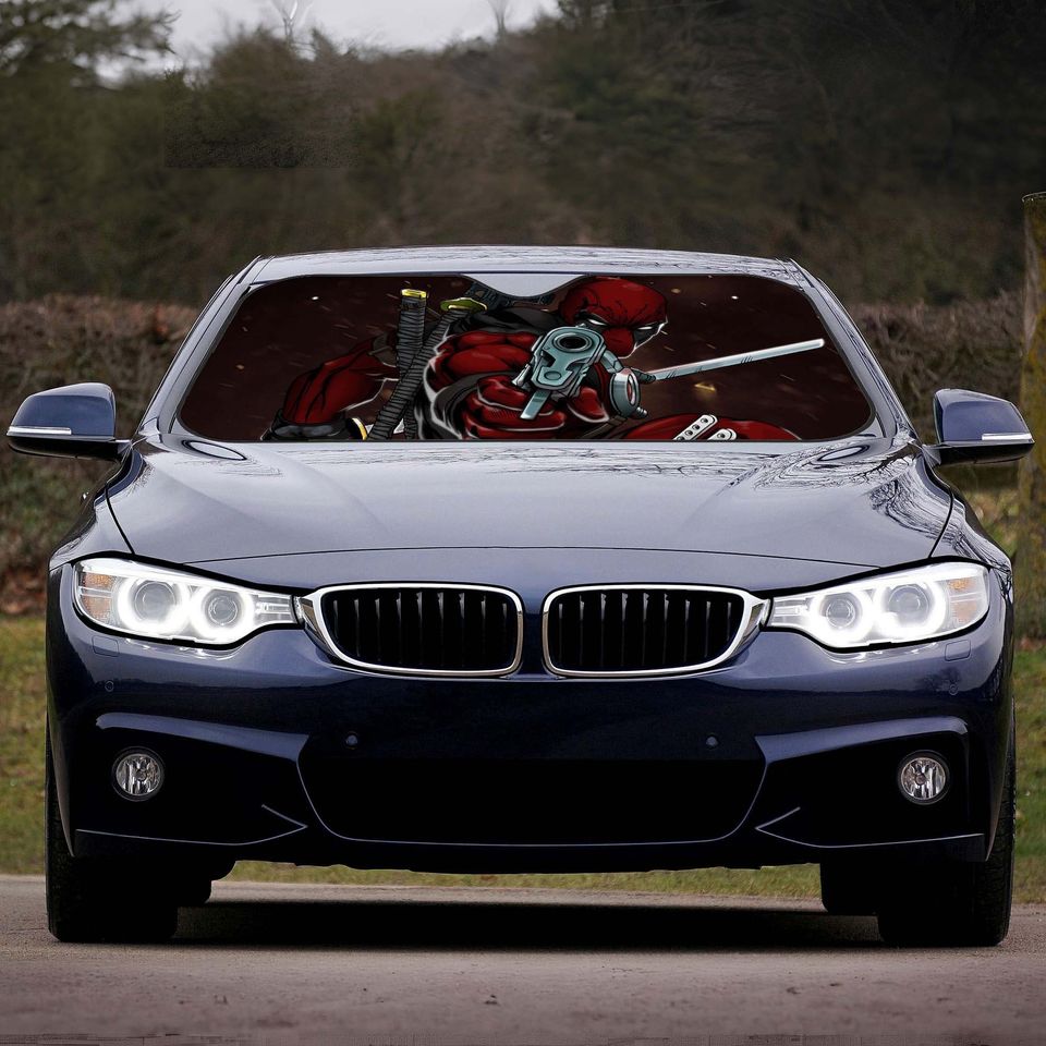 Deadpool Windshield Sun Visor, Windshield Visor, Car Glass Sun Visor, Gifts, Car Decoration, Accessories