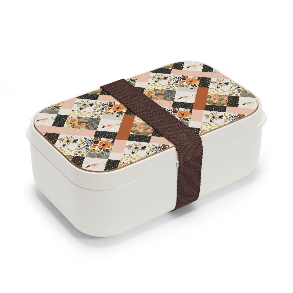Vintage Floral Patchwork Bento Lunch Box, Student Lunch Box, Back To School Gift