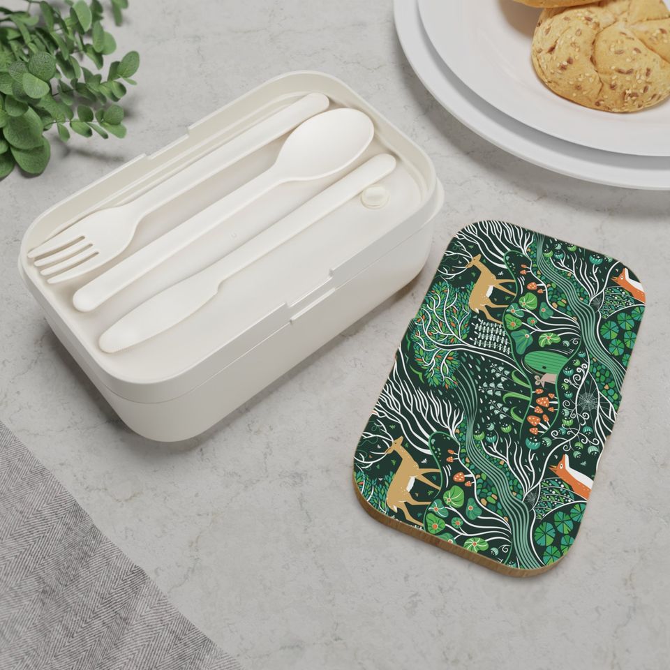 Emerald Forest Bento Lunch Box, Student Lunch Box, Back To School Gift