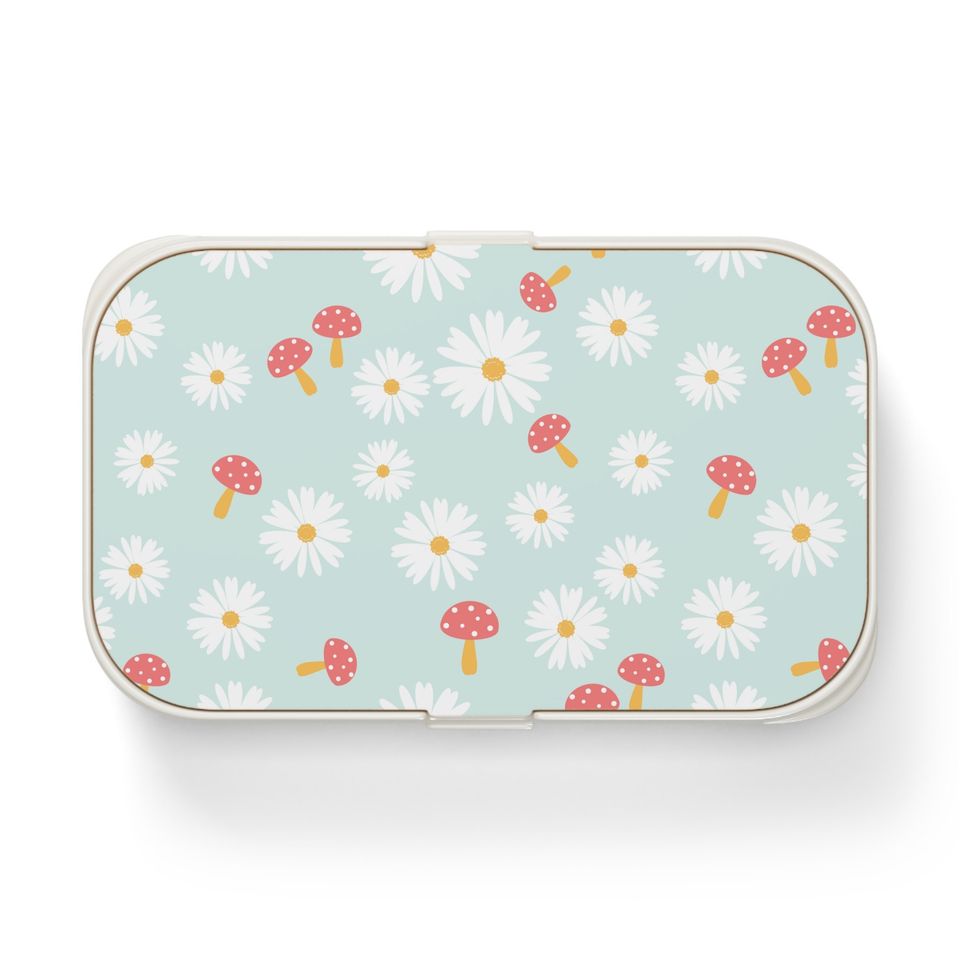 Daisies and Mushrooms Bento Lunch Box, Student Lunch Box, Back To School Gift
