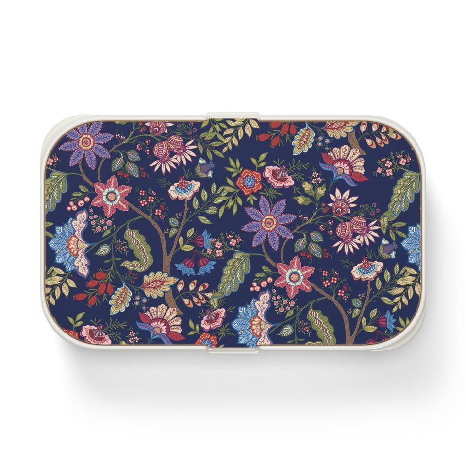 Jacobean Flowers Bento Lunch Box, Student Lunch Box, Back To School Gift