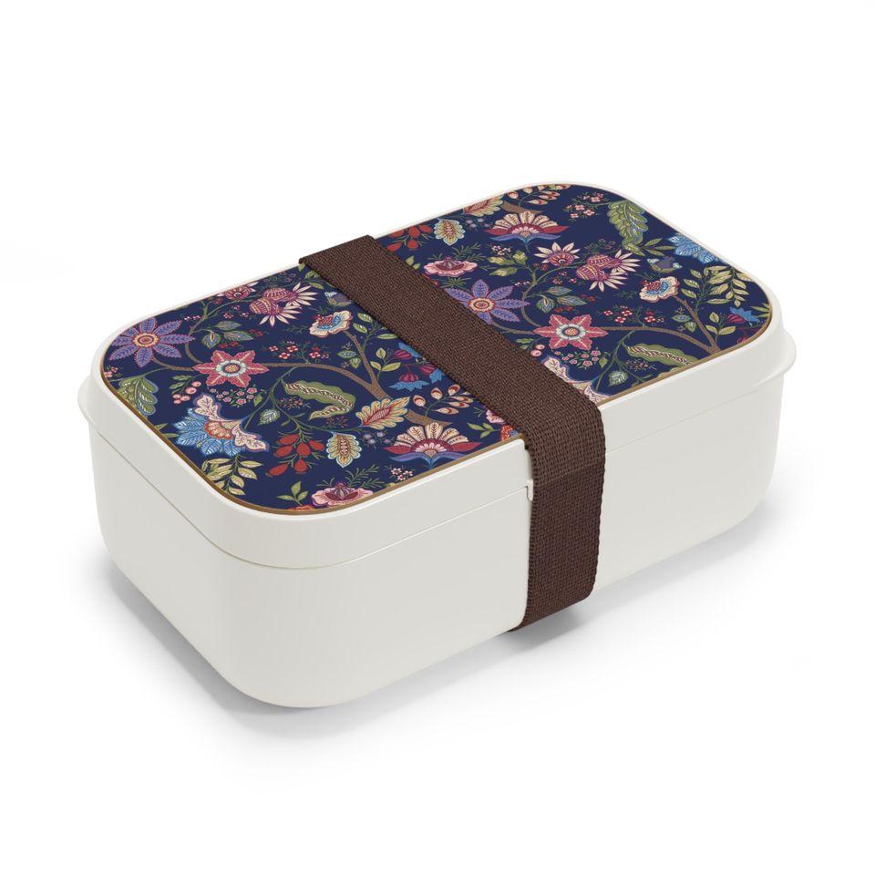 Jacobean Flowers Bento Lunch Box, Student Lunch Box, Back To School Gift
