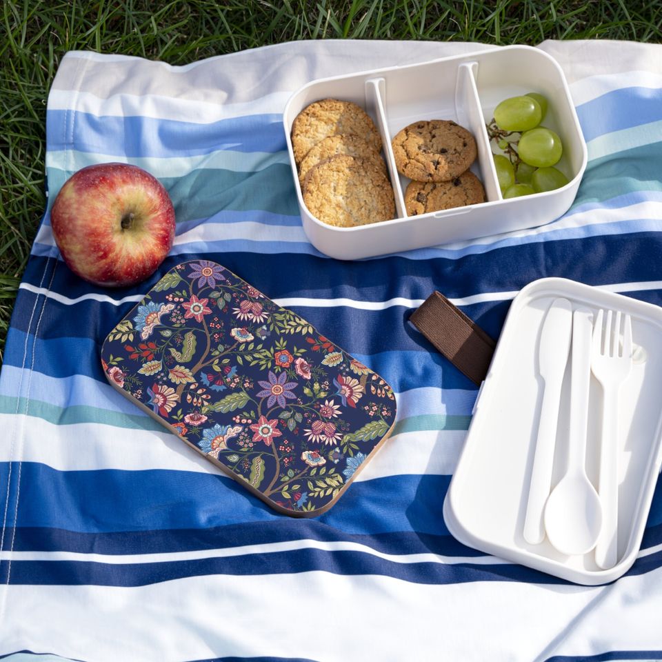 Jacobean Flowers Bento Lunch Box, Student Lunch Box, Back To School Gift