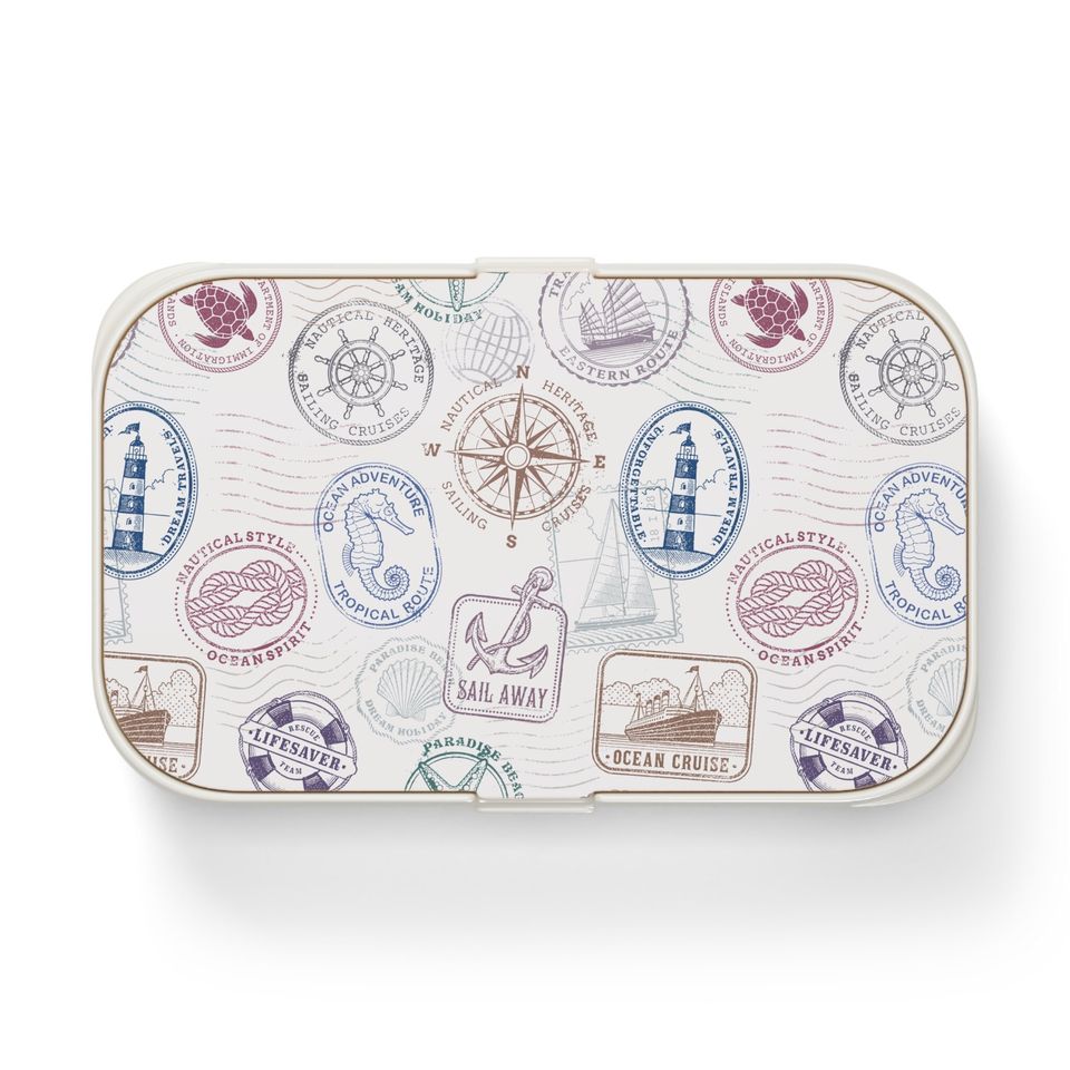 Vintage Nautical Objects Bento Lunch Box, Student Lunch Box, Back To School Gift