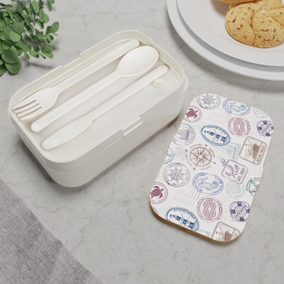 Vintage Nautical Objects Bento Lunch Box, Student Lunch Box, Back To School Gift
