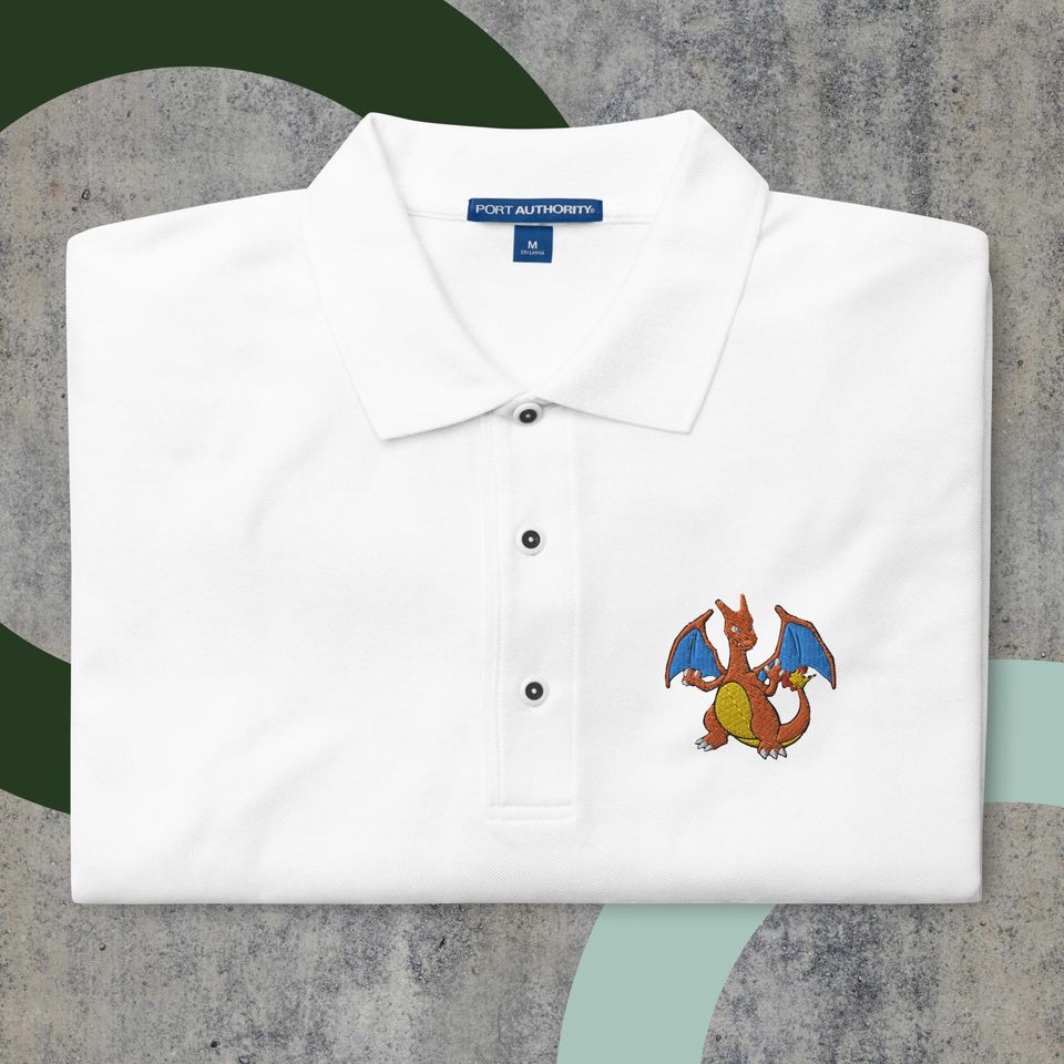 Charizard PKM Embroidered Dry-Fit Polo