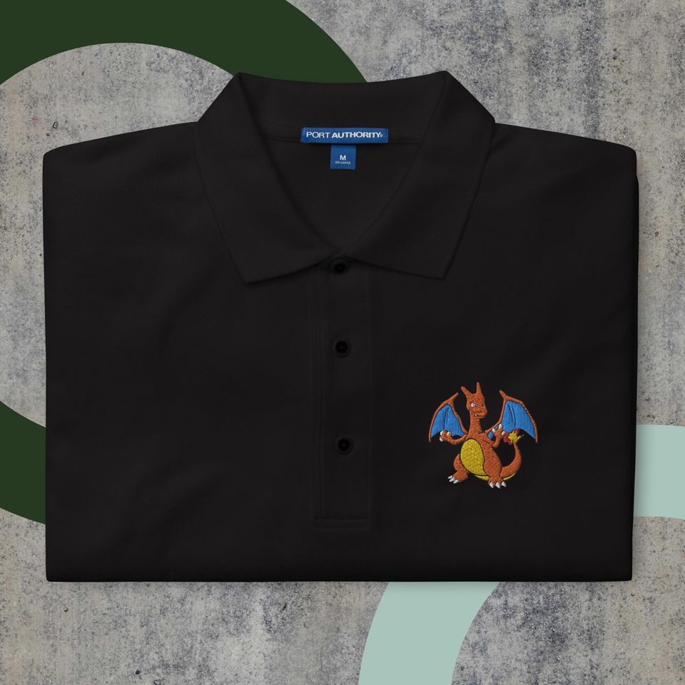 Charizard PKM Embroidered Dry-Fit Polo