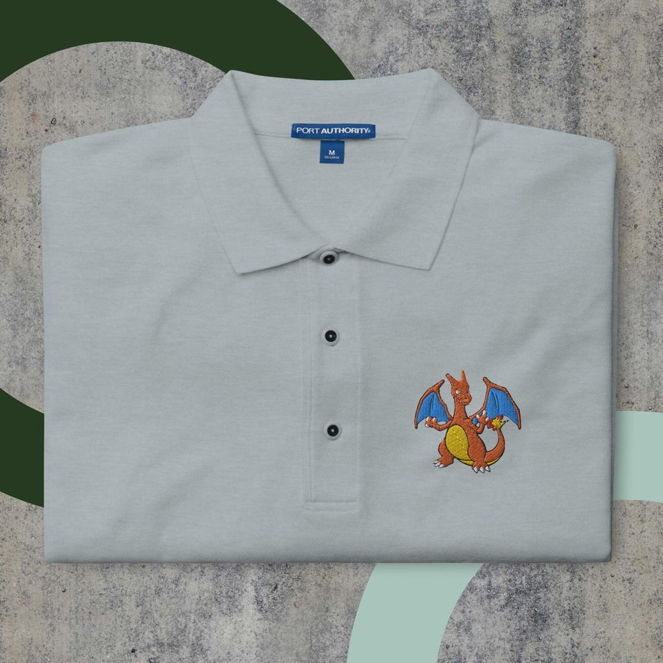 Charizard PKM Embroidered Dry-Fit Polo