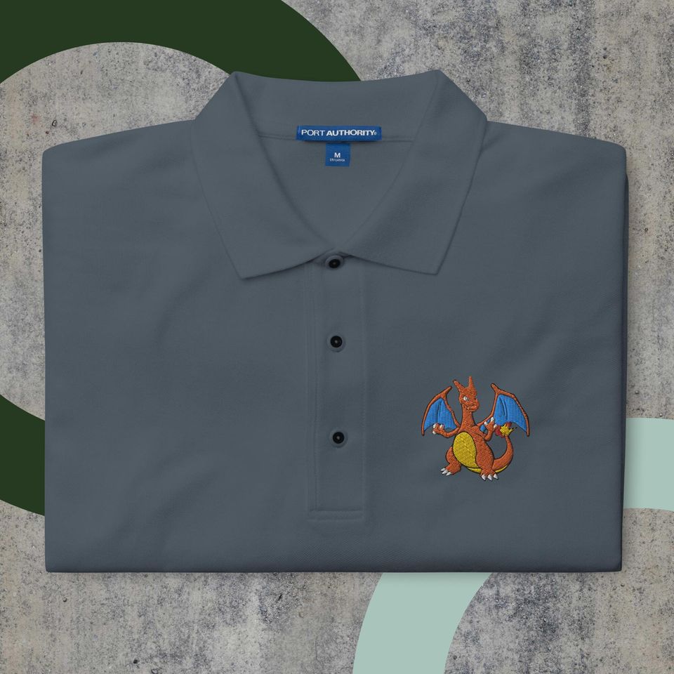 Charizard PKM Embroidered Dry-Fit Polo