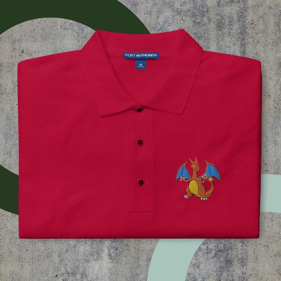 Charizard PKM Embroidered Dry-Fit Polo