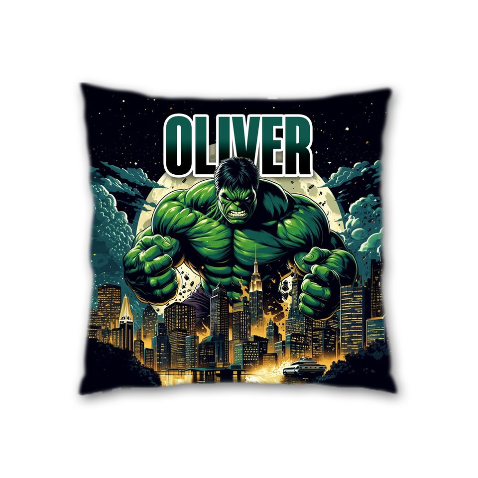 Hulk pillow personalized with your name, Disney Throw Pillows, 100% polyester - Includes padding, zipper for easy washing