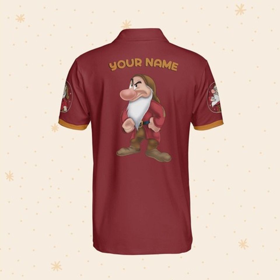 Personalize Grumpy Red Polo, Mens Golf Polo Shirt, Disney Performance Polo Shirt