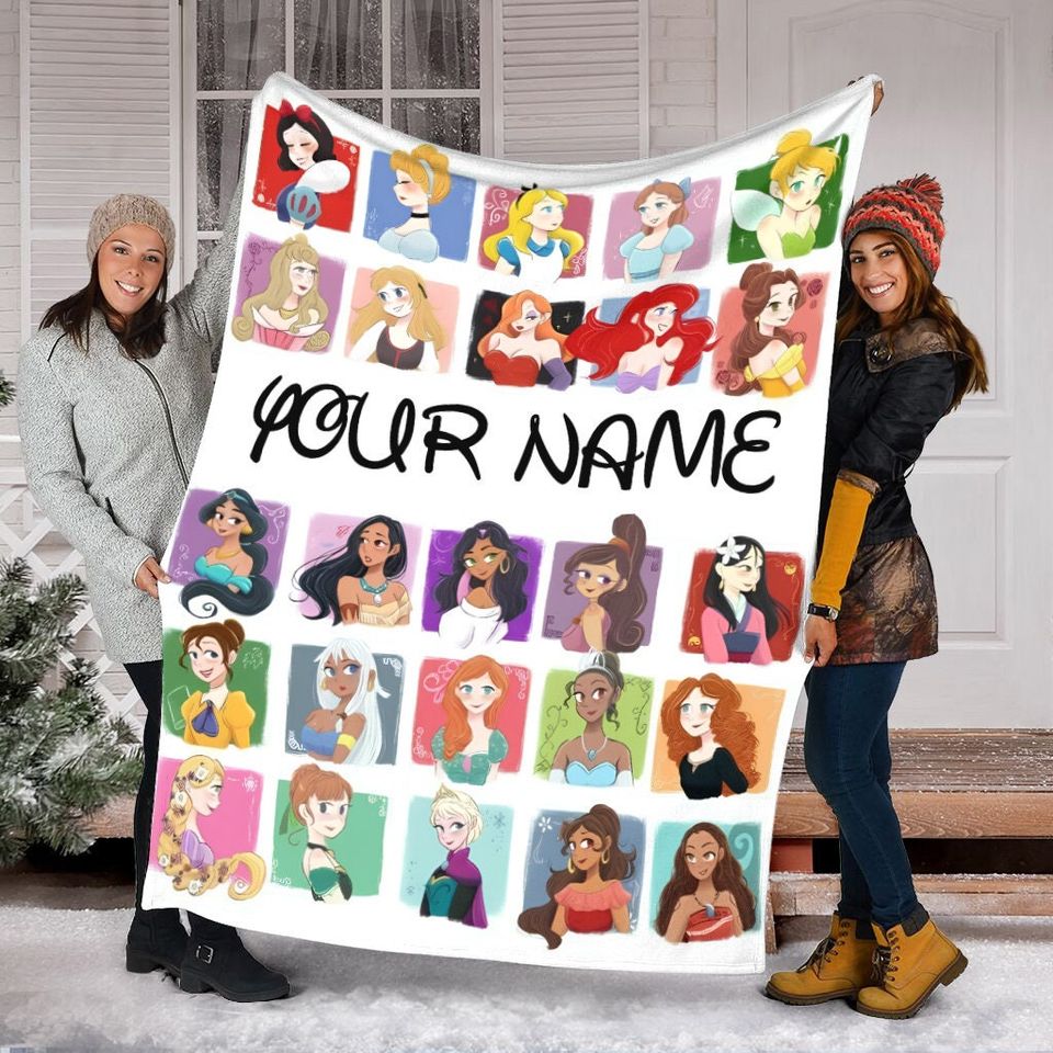 Personalized Name Disney Princess Characters Blanket