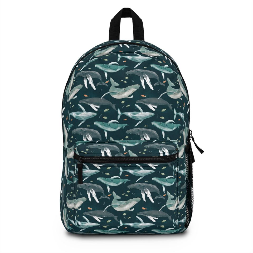 Humpback Whale Backpack-Watercolor Teal/Back to school backpack