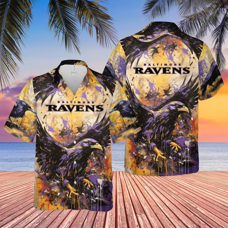 Baltimore Ravens Hawaiian Shirt, button down shirt, Gift for Fan