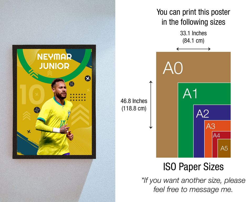 Neymar Junior Poster, Large Soccer Art