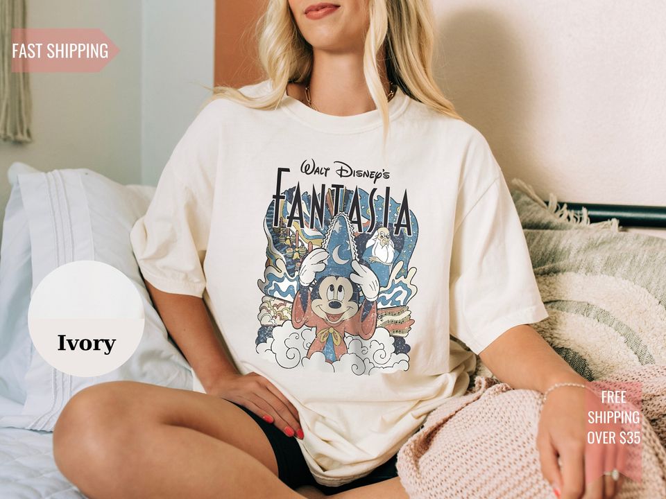 Comfort Colors Disney Fantasia Shirt - Retro Sorcerer Mickey Tee for Disneyworld Trips