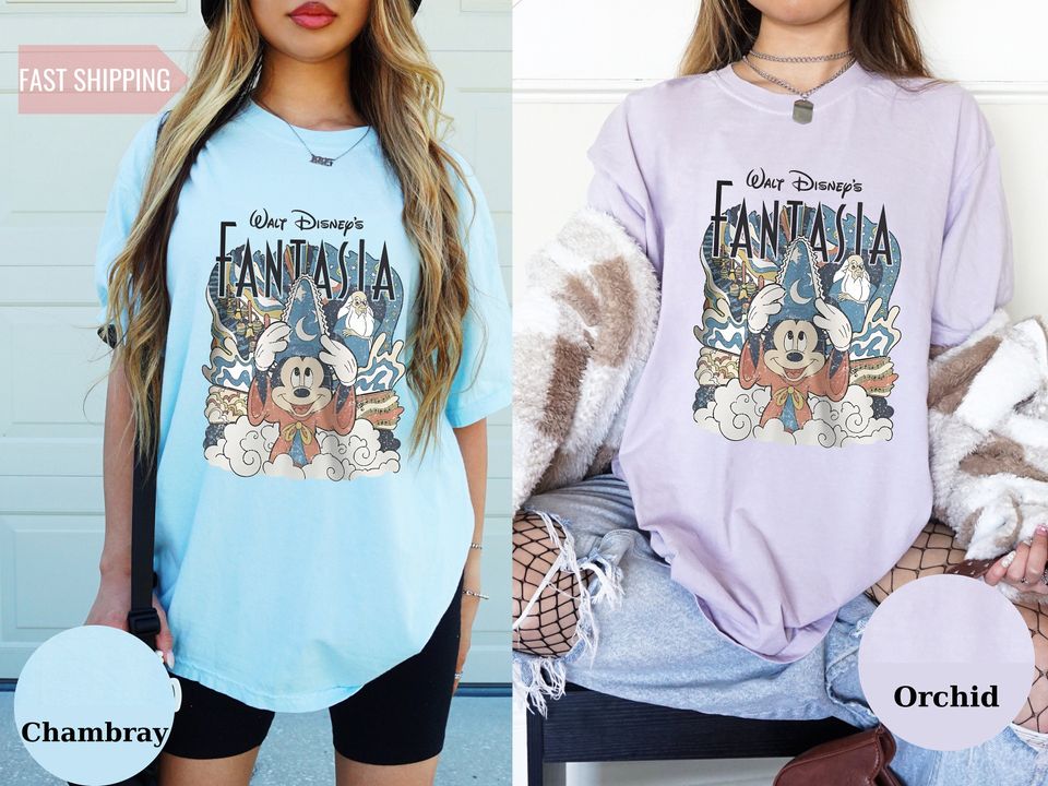 Comfort Colors Disney Fantasia Shirt - Retro Sorcerer Mickey Tee for Disneyworld Trips