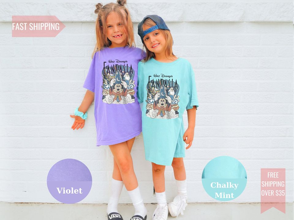 Comfort Colors Disney Fantasia Shirt - Retro Sorcerer Mickey Tee for Disneyworld Trips