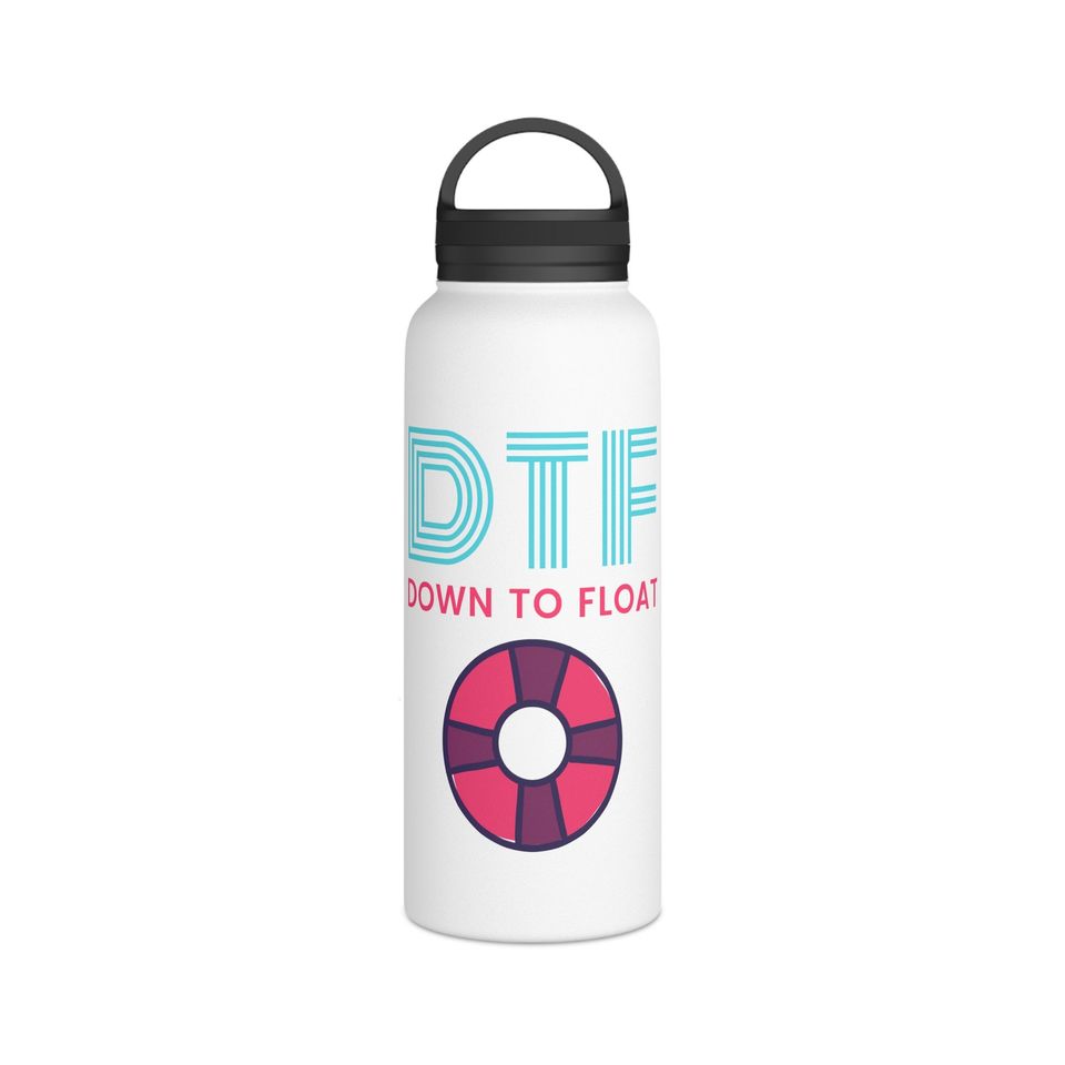 Down to Float Stainless Steel Water Bottle, Handle Lid