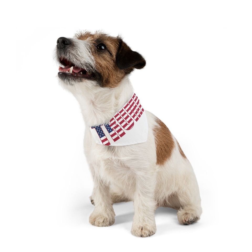 Trump Red, White & Blue Pet Bandana Collar - Adjustable, Durable, 4 Sizes