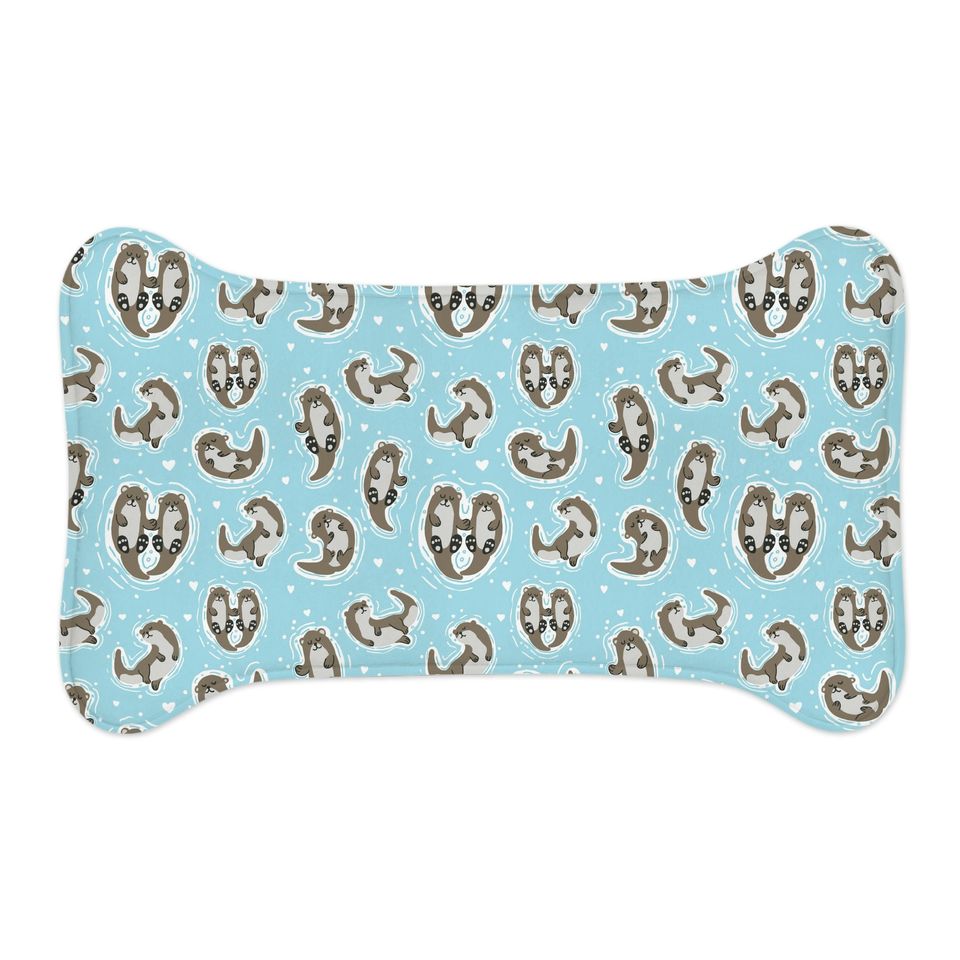 Otternal Love Seat Otter Print Pet Bowls Mats