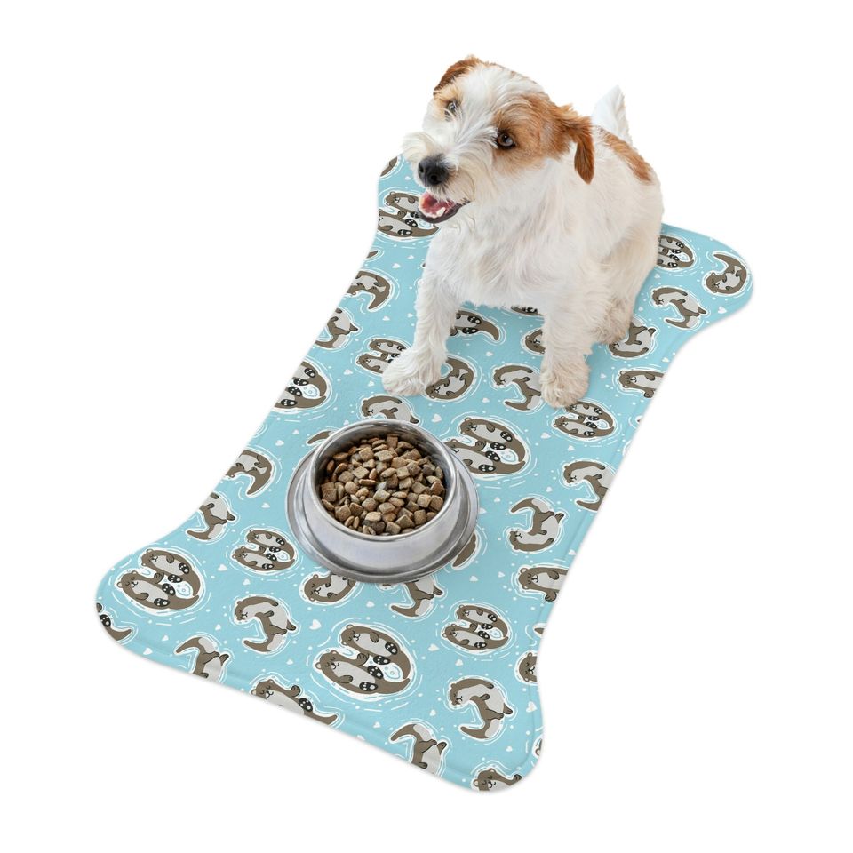 Otternal Love Seat Otter Print Pet Bowls Mats