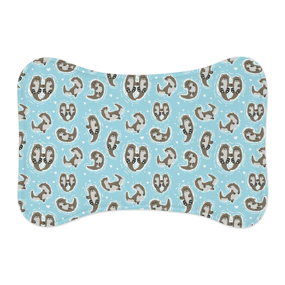 Otternal Love Seat Otter Print Pet Bowls Mats