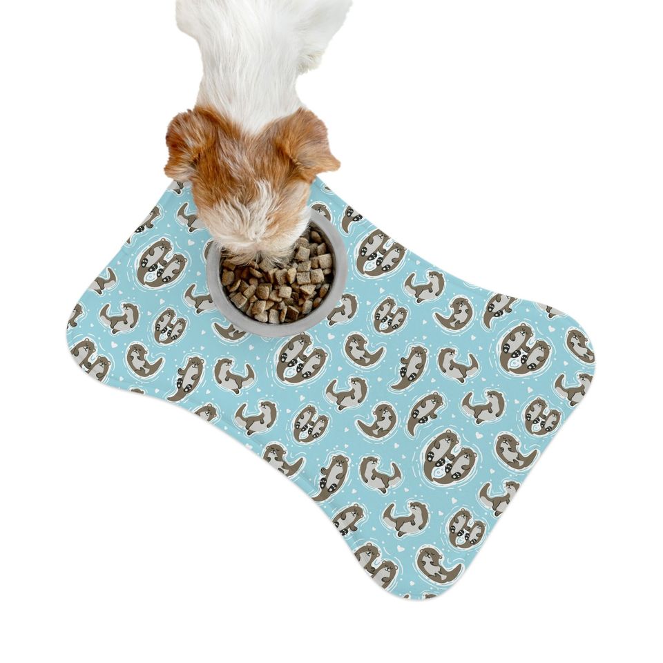 Otternal Love Seat Otter Print Pet Bowls Mats