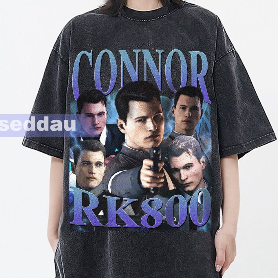 Connor Rk800 Vintage Washed T-Shirt, Connor Rk800 Vintage Homage Graphic Unisex Short Sleeve, Bootleg Retro 90's Fans Gift
