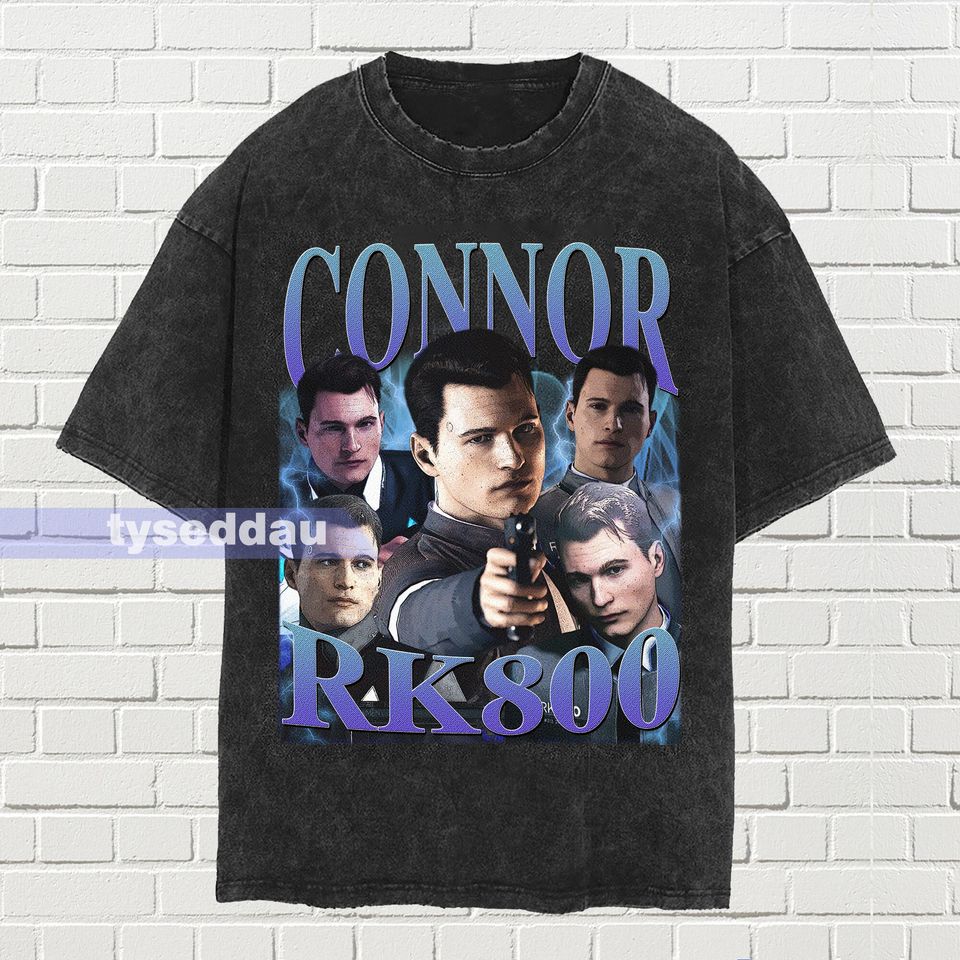 Connor Rk800 Vintage Washed T-Shirt, Connor Rk800 Vintage Homage Graphic Unisex Short Sleeve, Bootleg Retro 90's Fans Gift