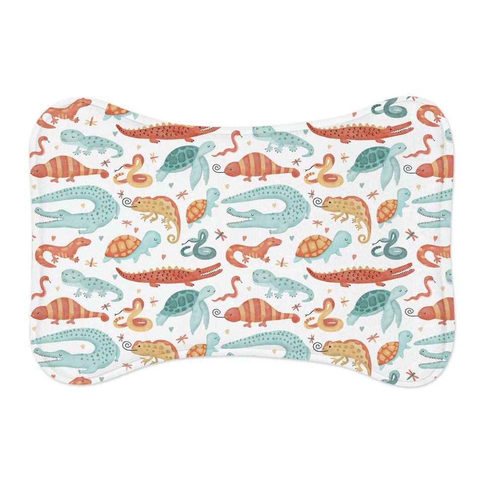 Watercolor Reptiles Print Pet Bowls Mats