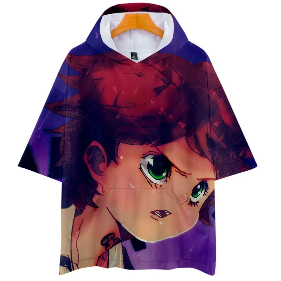 Anime The Promised NeverLand 3D Short Sleeve Loose Shirt Hoodie, Hooded T-Shirt