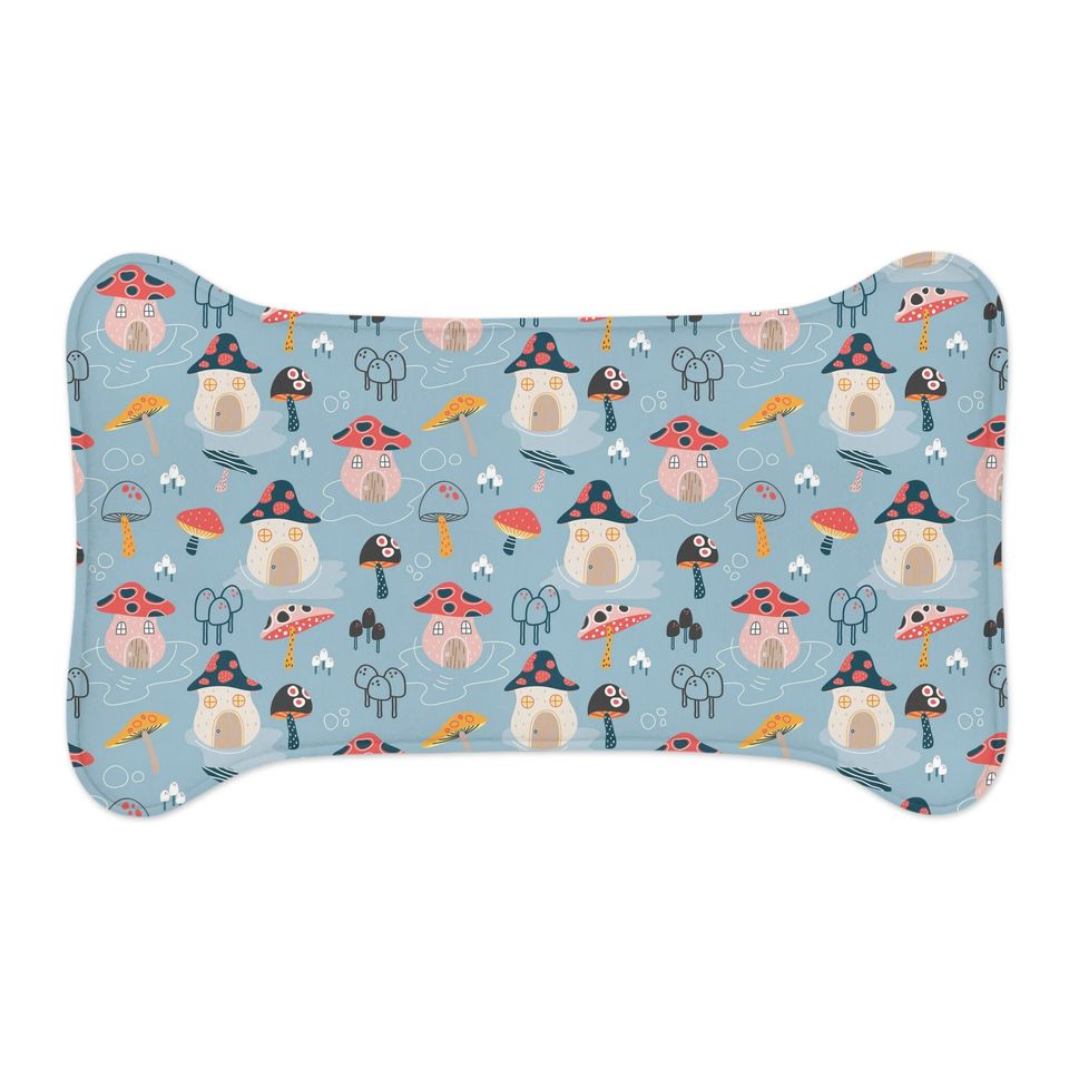 Mushroom Houses/Toadstools Pet Bowls Mats