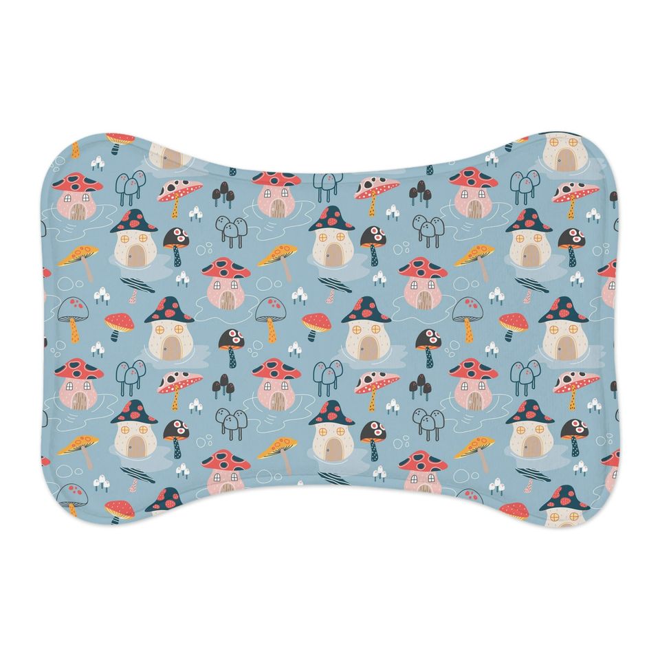 Mushroom Houses/Toadstools Pet Bowls Mats