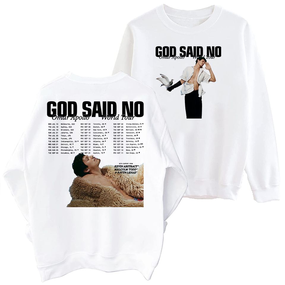 Omar Apollo God Said No 2024 Tour Sweatshirt, Oversized Harajuku Round Neck Long Sleeve Sweatshirts, Music Tour Fans