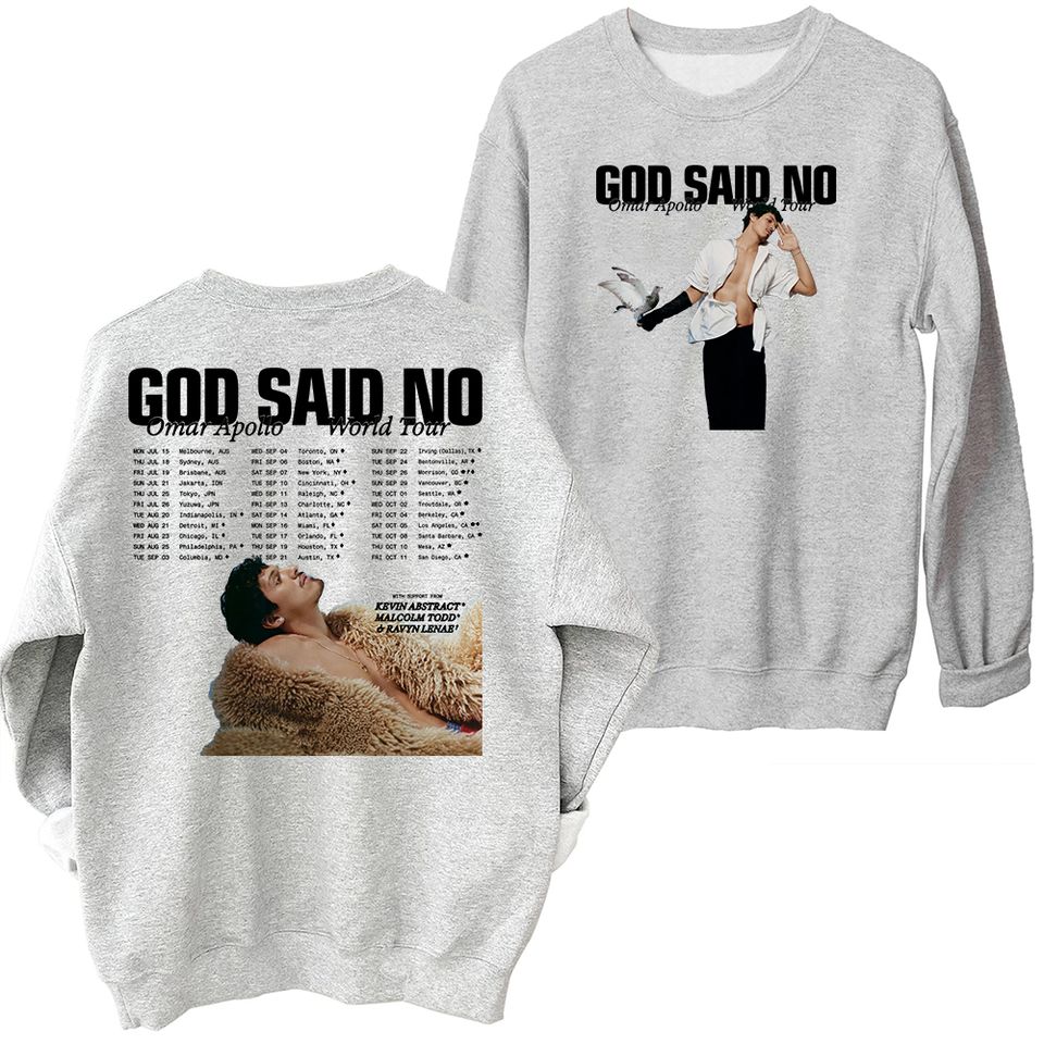 Omar Apollo God Said No 2024 Tour Sweatshirt, Oversized Harajuku Round Neck Long Sleeve Sweatshirts, Music Tour Fans
