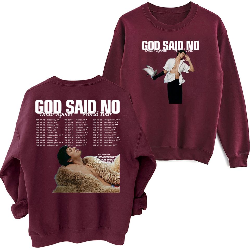 Omar Apollo God Said No 2024 Tour Sweatshirt, Oversized Harajuku Round Neck Long Sleeve Sweatshirts, Music Tour Fans