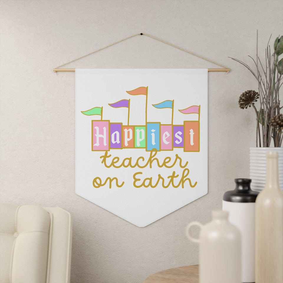 Happiest Teacher on Earth Wall Pennant | Disney Wall Decor | Disney Magic Wall Hanging