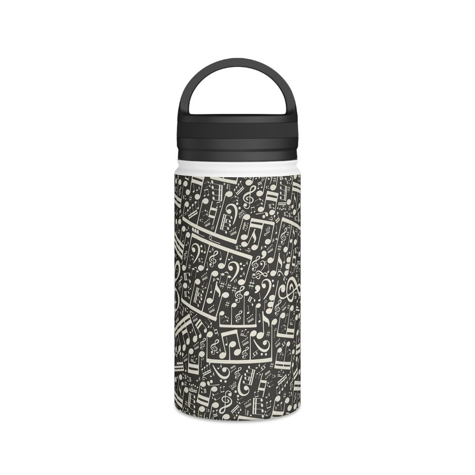Music Stainless Steel Water Bottle, Handle Lid