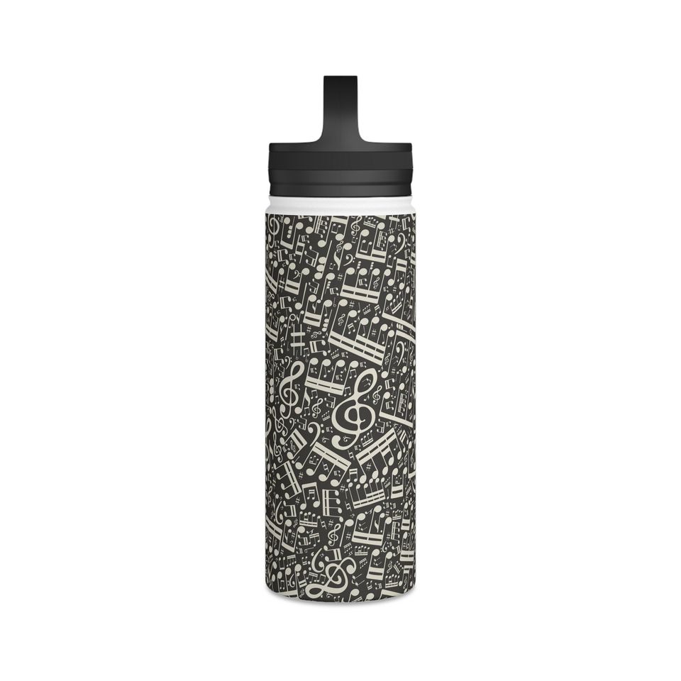 Music Stainless Steel Water Bottle, Handle Lid