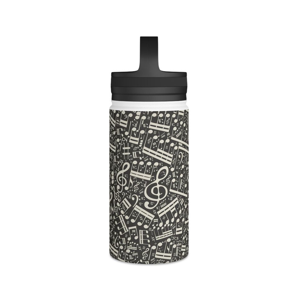 Music Stainless Steel Water Bottle, Handle Lid
