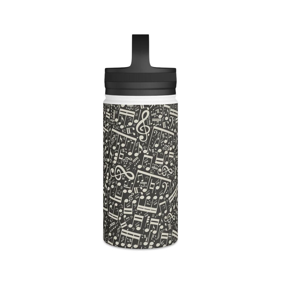 Music Stainless Steel Water Bottle, Handle Lid
