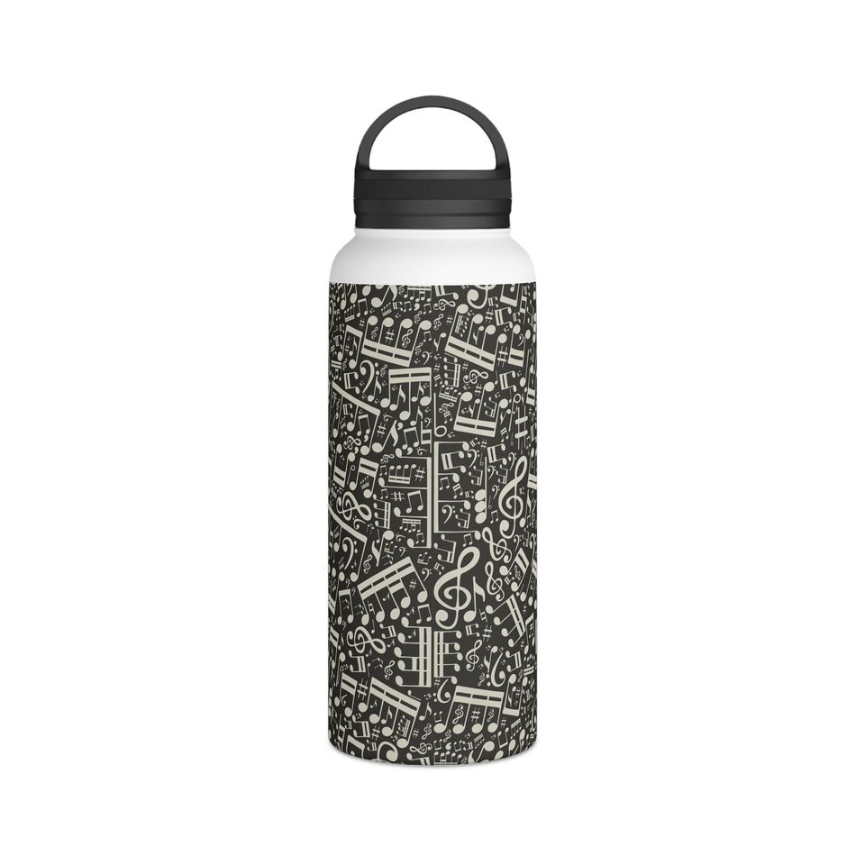 Music Stainless Steel Water Bottle, Handle Lid