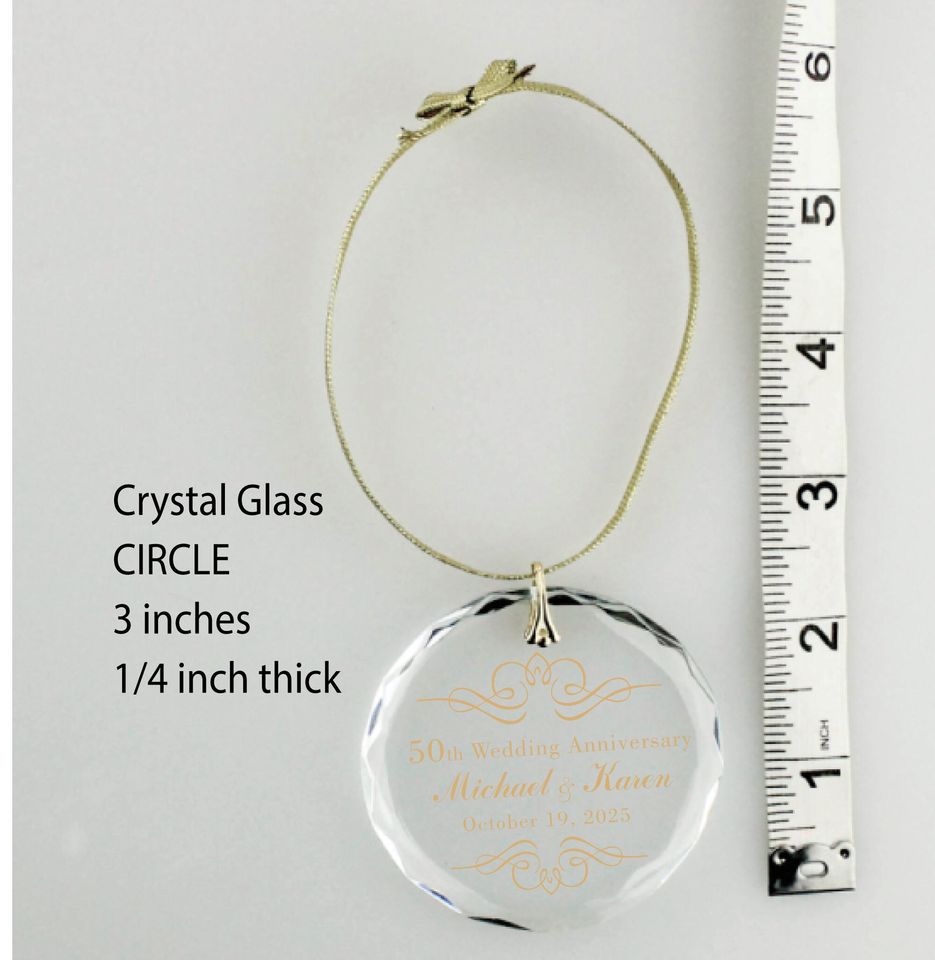 Pretty Flourish 50th Golden Wedding Anniversary Christmas Ornament Keepsake Circle