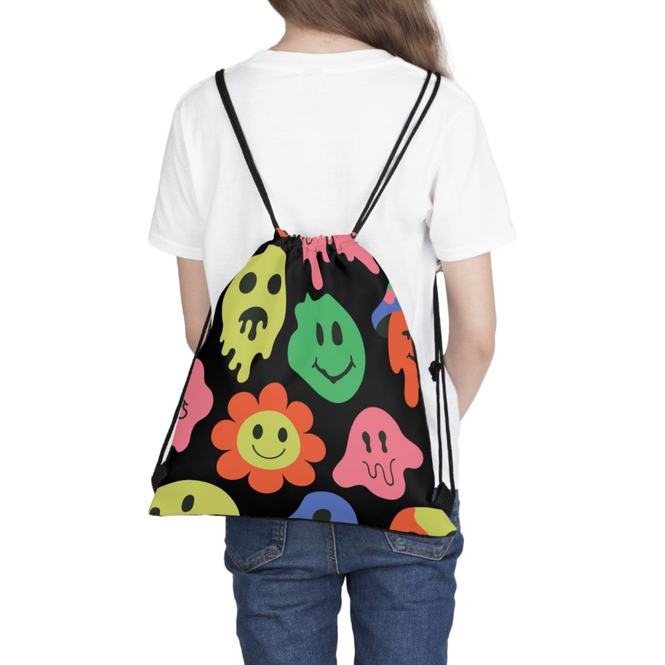 Retro drawstring Graffiti Bag Outdoor Drawstring Bag Sports Gym drawstring Bag