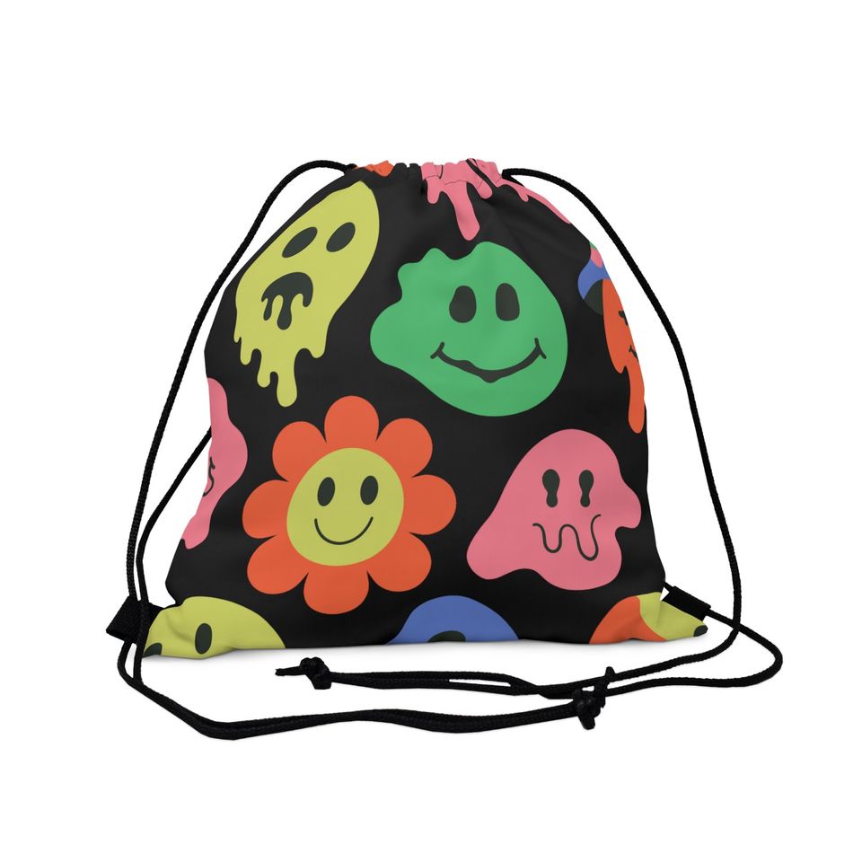 Retro drawstring Graffiti Bag Outdoor Drawstring Bag Sports Gym drawstring Bag