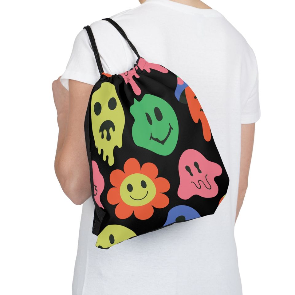 Retro drawstring Graffiti Bag Outdoor Drawstring Bag Sports Gym drawstring Bag